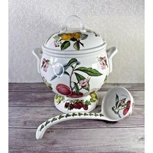 Portmeirion Pomona Soup Tureen With Ladle 13" Tall Bowl With Lid MINT